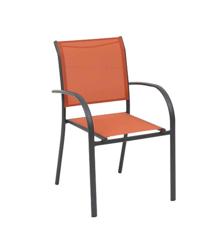 Fauteuil repas empilable Piazza aluminium ambre graphite JJA 196869