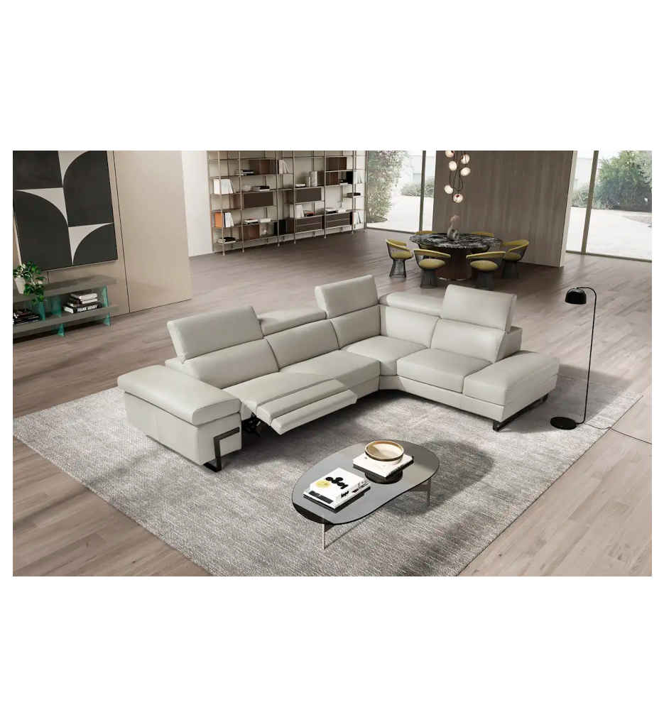 ANGLE DROIT 2,5P 1BR SX/MERIDIENNE TERMINALE DX-RELAX ELECTRIQUE-CUIR CAT 483 GRIGIO CHIARO-BROOKLYN