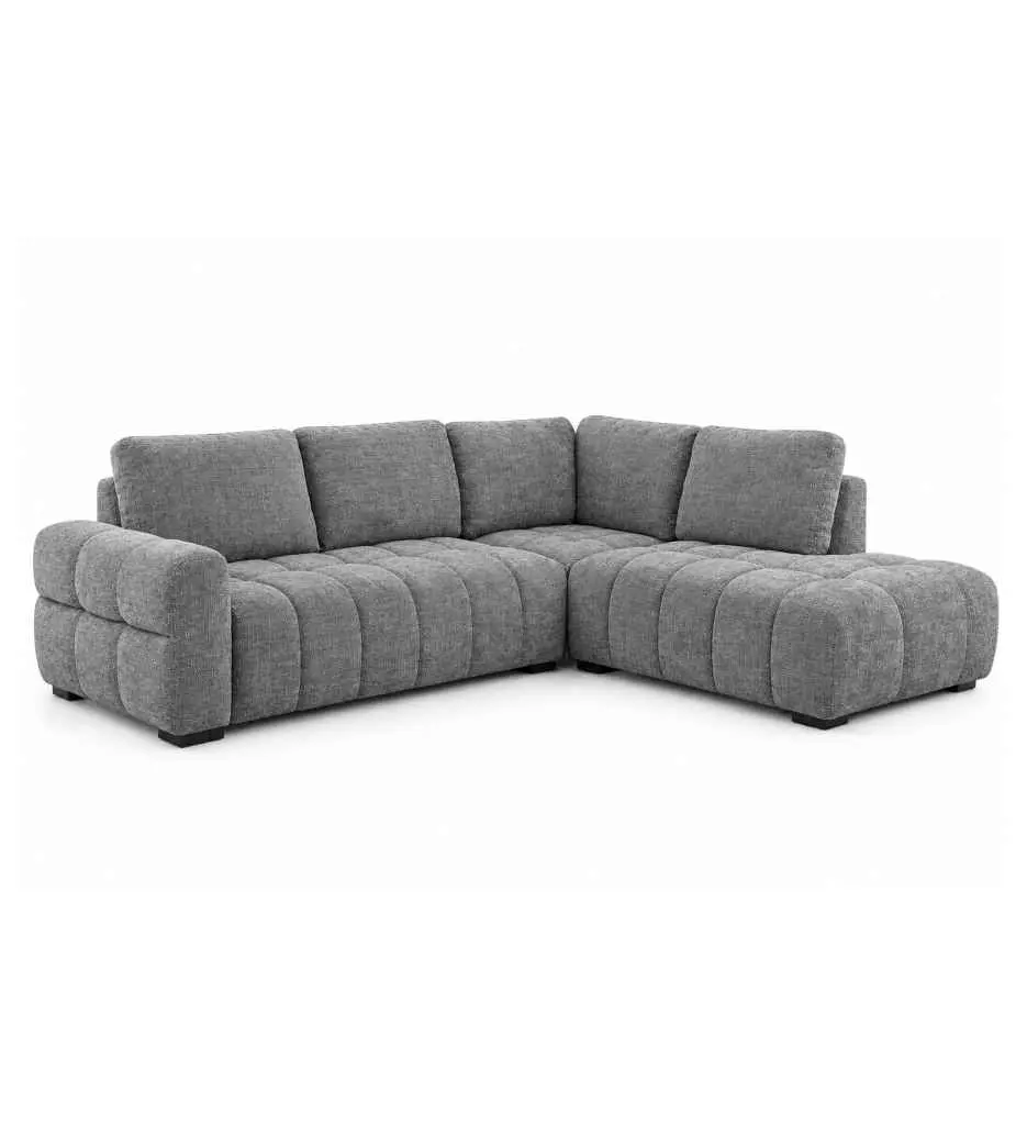 #ANGLE DROIT CONVERTIBLE+COFFRE-RHF-TISSU BZ1170-17 GRIS-21857-L3-GENOVA