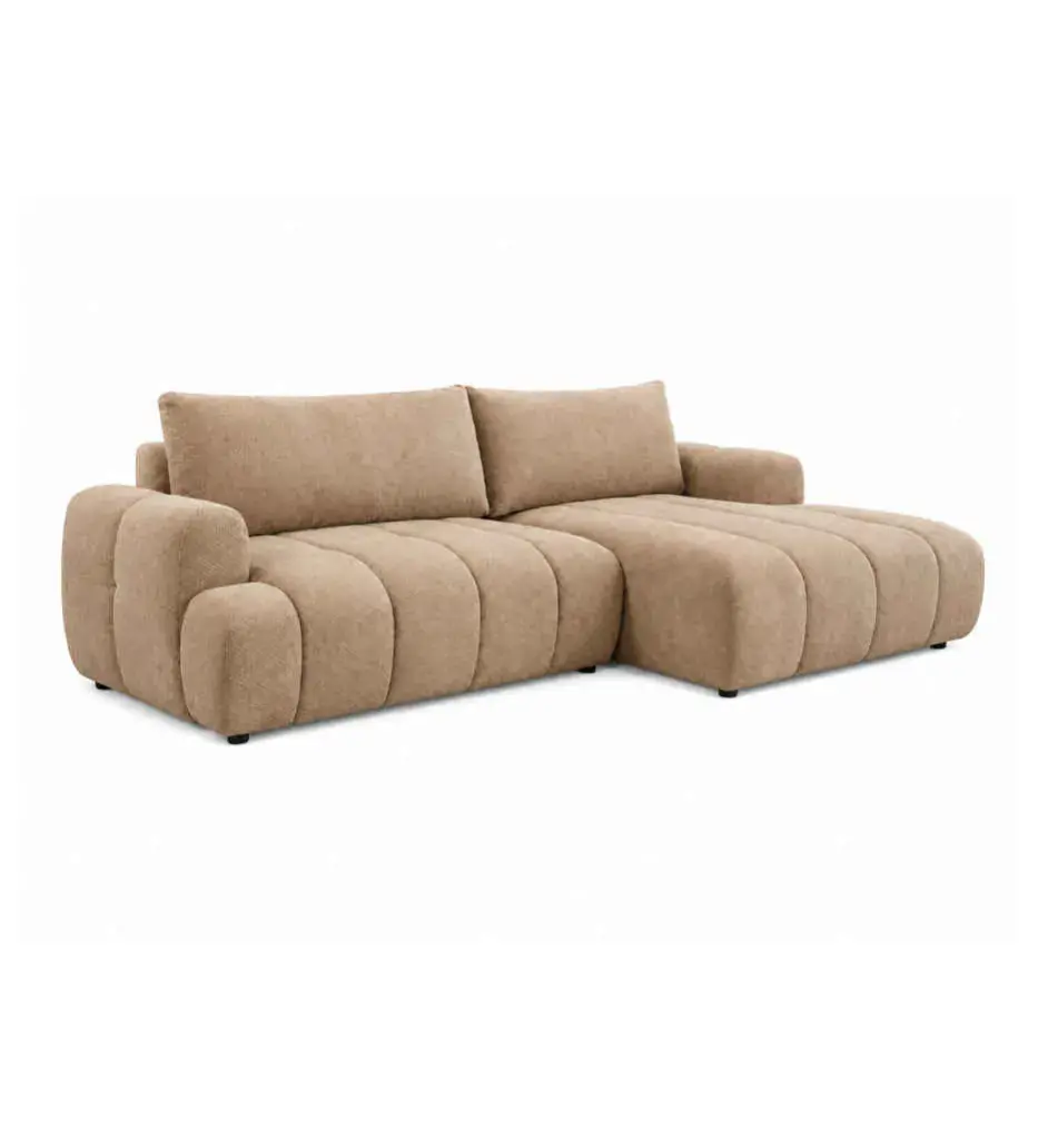 #ANGLE DROIT CONVERTIBLE+COFFRE-RHF-TISSU FABB EGON #40 BRUN-#21858-L2-PARMA
