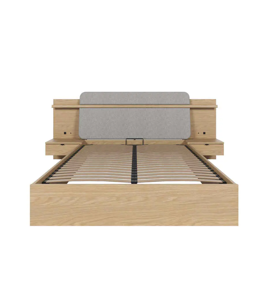LIT COFFRE 160*200 CM+2 CHEVETS (1TIROIR) INCLUS-1H7J136-CHENE ROCWOOD-IZADI
