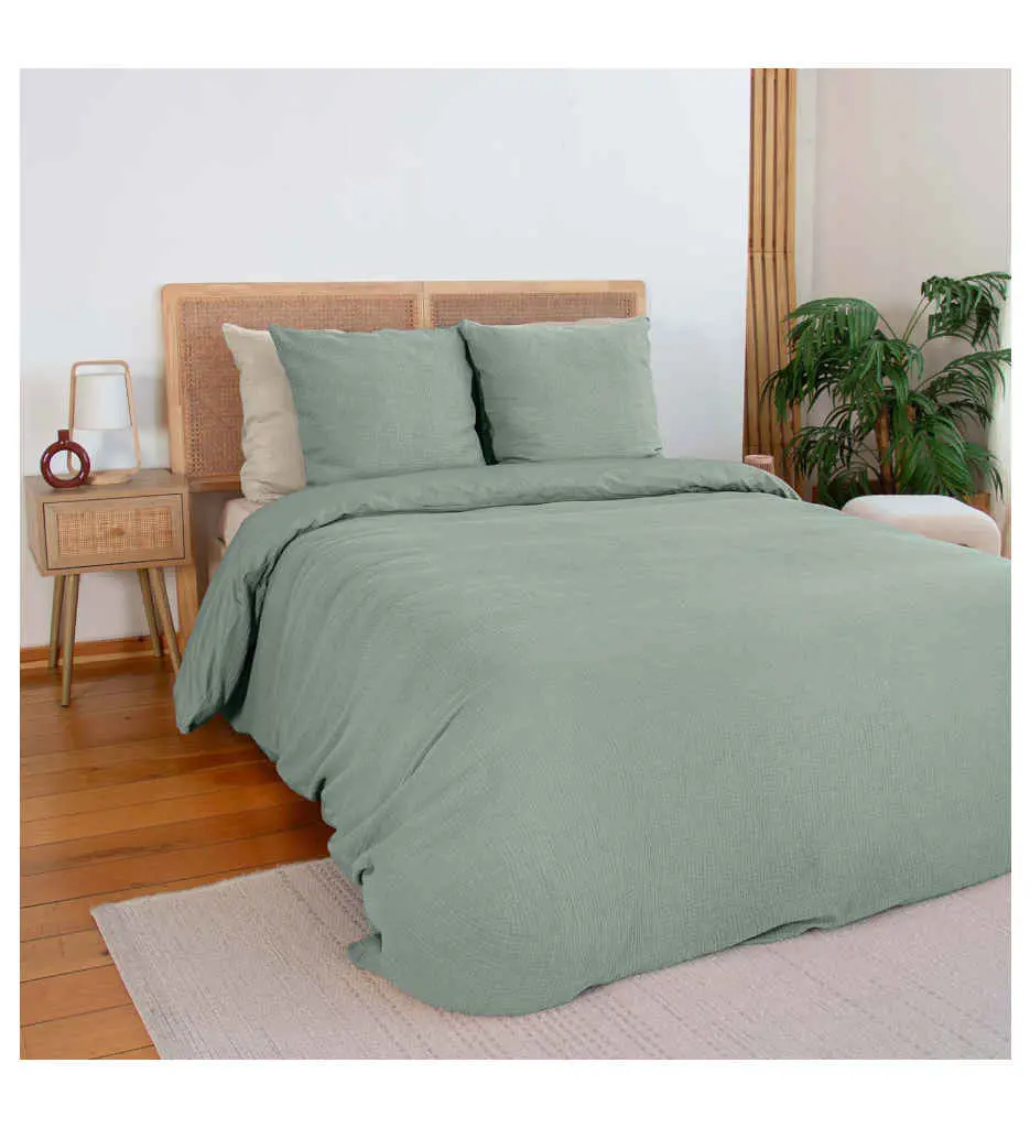 Parure 220X240 gaze de coton Amande