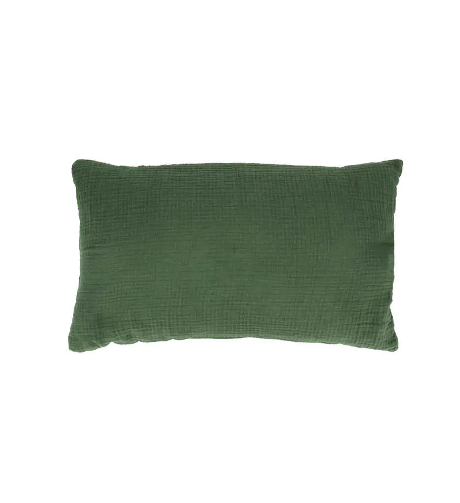 Coussin 30x50 cm Kaki Gaze de coton
