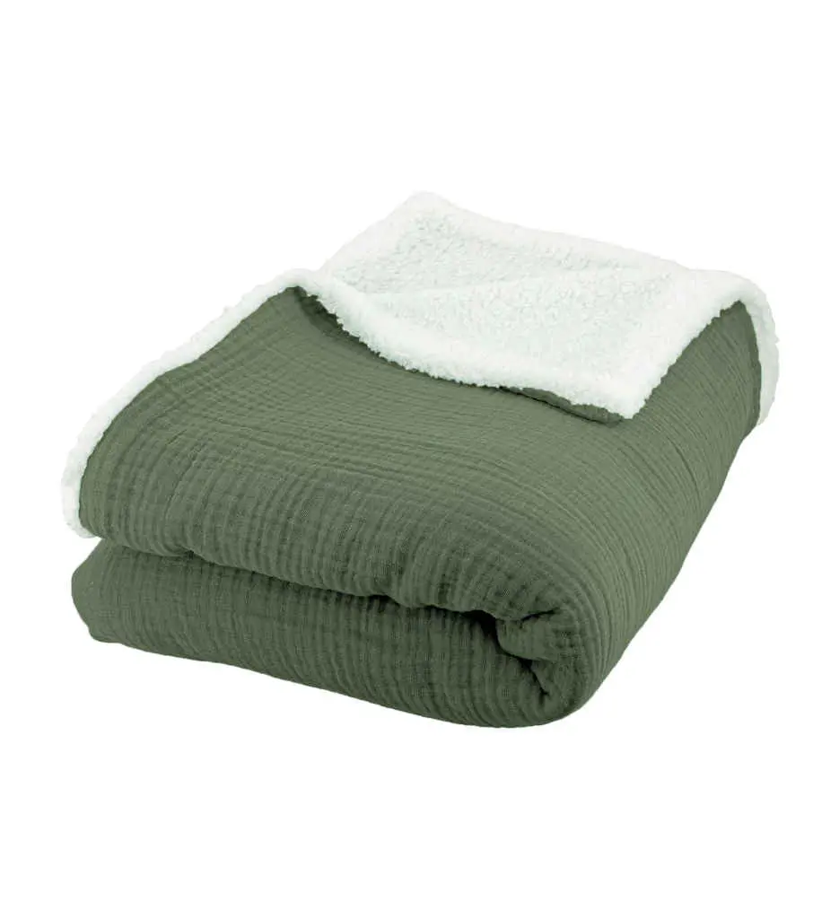 Plaid 130x170 cm Kaki Gaze de coton