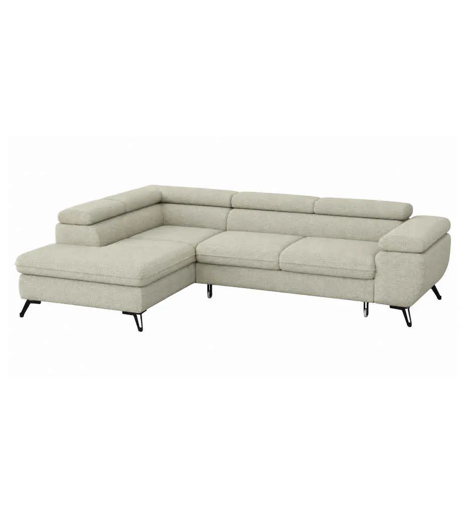 ANGLE GAUCHE CONVERTIBLE+COFFRE- HR FOAM-TISSU VIBE 08 BEIGE-TIAMO