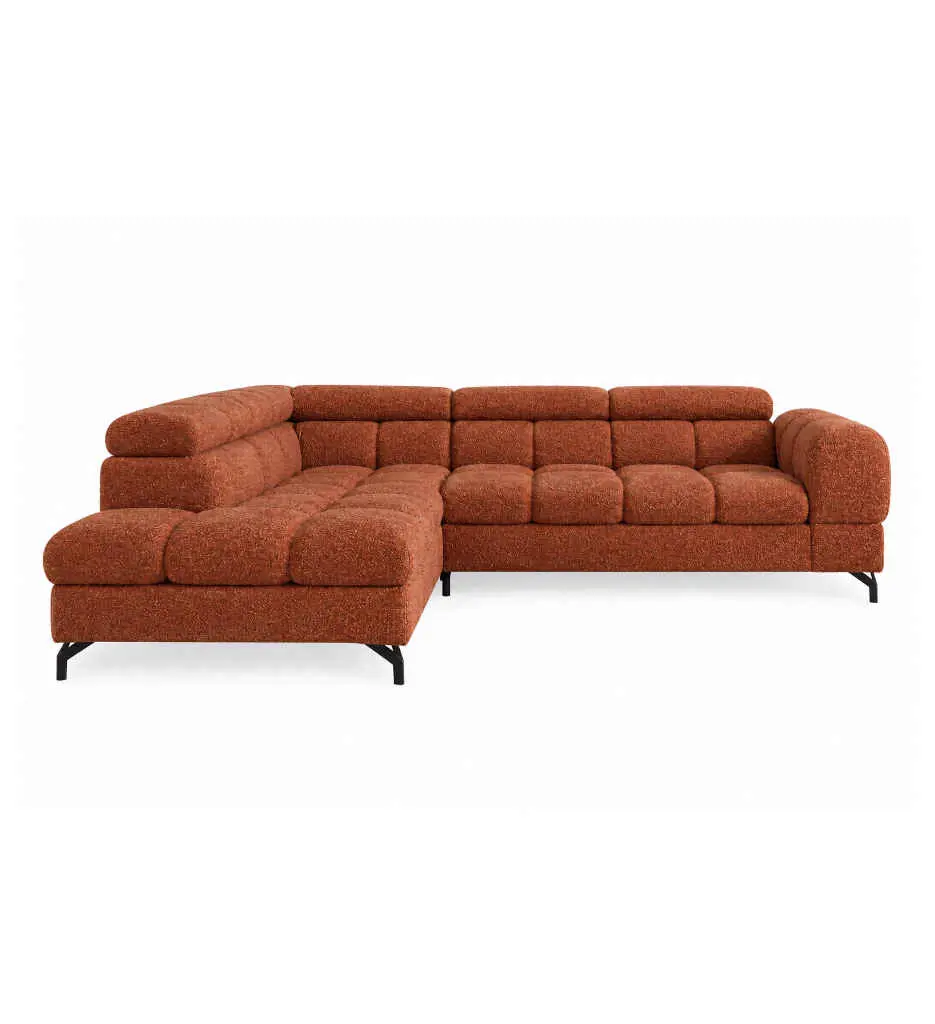 ANGLE GAUCHE CONVERTIBLE+COFFRE- HR FOAM-TISSU MELA 05 ROUILLE-VENO2 