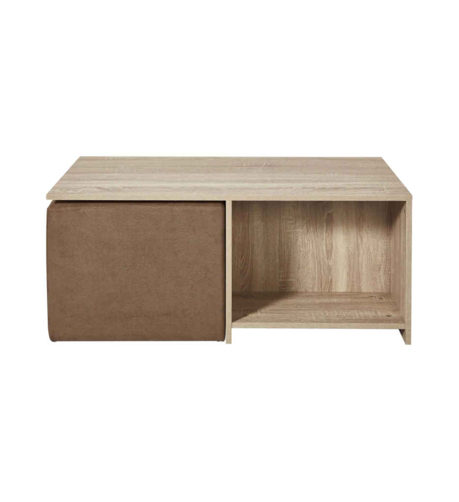 #Ensemble Pouf + Table Basse 37620BS - Arthus Marron