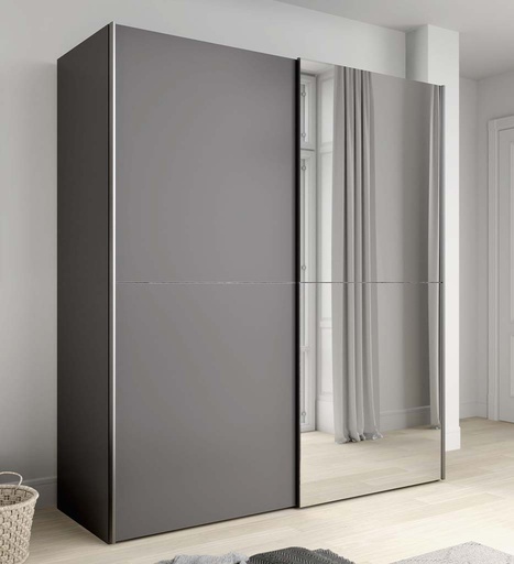 [040006] ARMOIRE 2PT/1MIROIR-ANTRACITE-KAIS82241-U27