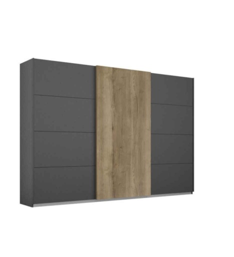 [030018] #ARMOIRE 3PT-COUL-271CM-AD635.48M1-CHENE HALIFAX/GRIS METAL