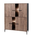 #MEUBLE BAR1 126.8CM -ELEGANT BLACK + OLD TEAK - K717-GIORNO