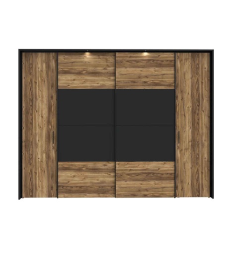 [030041] ARMOIRE 2 COULISSANTES + 2 BATTANTES L279CM-JBMS12411B-M15-JABIM