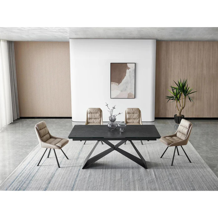 #TABLE 180/260CM-ANTHRACITE-CERAMIQUE-58502GA-ELECTRA