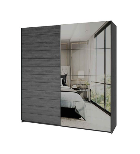 [030058] ARMOIRE 2PT/1MIR-200 CM-24CBEA67-GALAXY CARBON