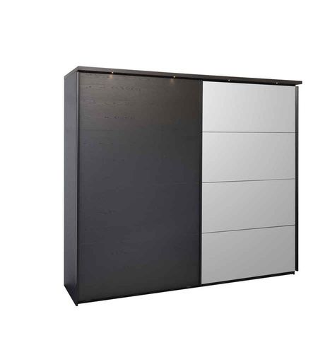 [030065] ARMOIRE AV 1 MIROIR-L 217 CM-NOX NOIR-ROSE NOIR