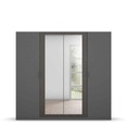 #ARMOIRE 4PT/2MIROIR-226CM-GRIS METAL/BLACK OAK-AG315.5F25-MIRO