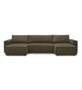 #CANAPÉ PANORAMIQUE CONVERTIBLE+COFFRE VELOURS CÔTELÉ- VERT CLAIR -NIHAD