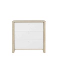 #COMMODE 3 TIROIRS-1G2R160-CHATAIGNER NATUREL /BLANC-MATIS