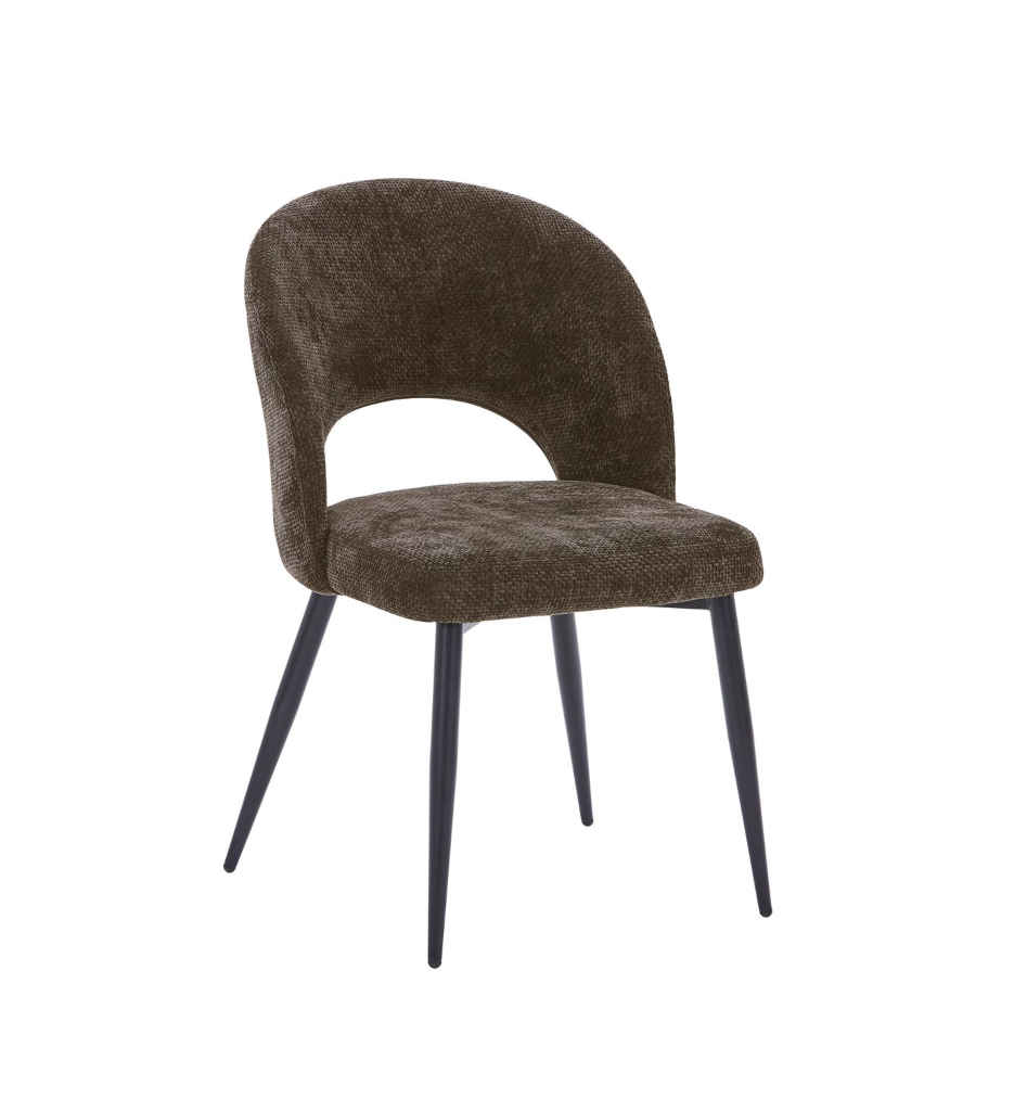 #CHAISE TISSU MARRON-11516MA - EMMA