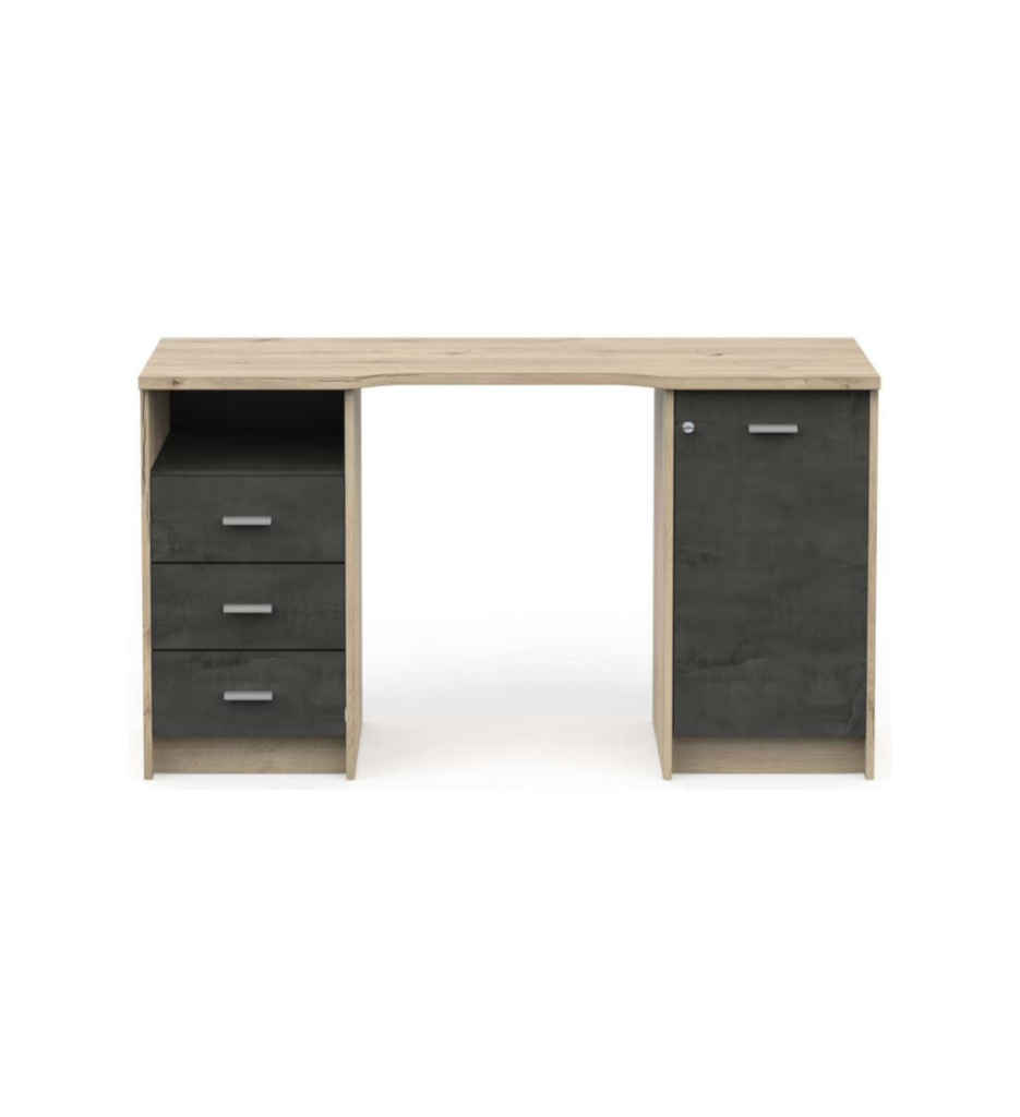#Bureau 1porte/3 tiroirs MAO Chêne royal - CBA 404325