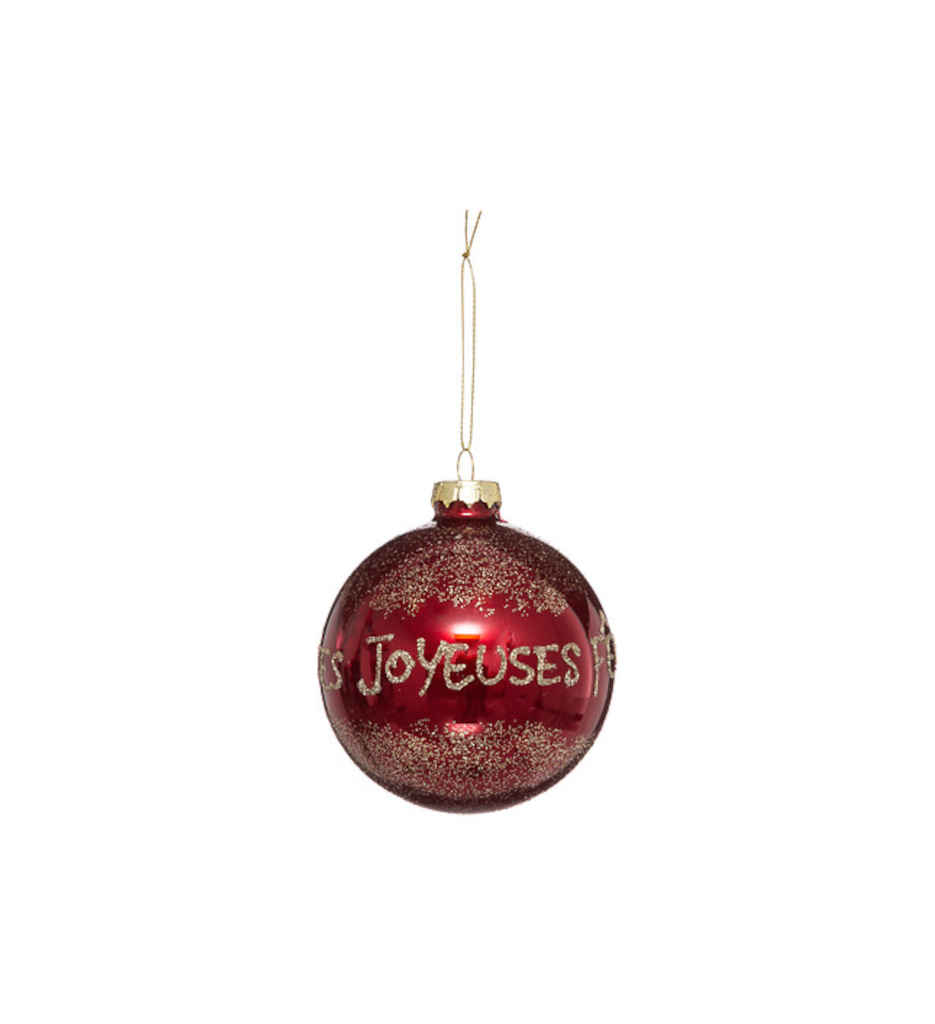 BOULE VERRE 90MM JOYEUSES FETES 170273
