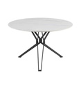 TABLE RONDE PLATEAU 100% CERAMIQUE-120*120 CM-BLANC -PORTO-18601BL
