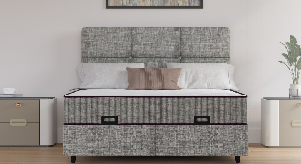 #BOX+COFFRE-TISSU GRIS-180*200/64CM-PRINCESS
