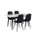 #ENSEMBLE TABLE 140 CM WHITE + 4 CHAISES BLACK - SET KJT10141